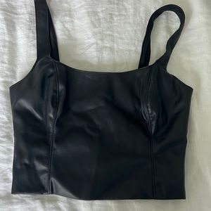 Black leather crop top
